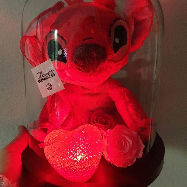 Grande CLOCHE ROSE éternelle XXL 30cm Stitch rouge led