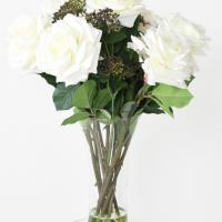 250bouquet roses romances blanc