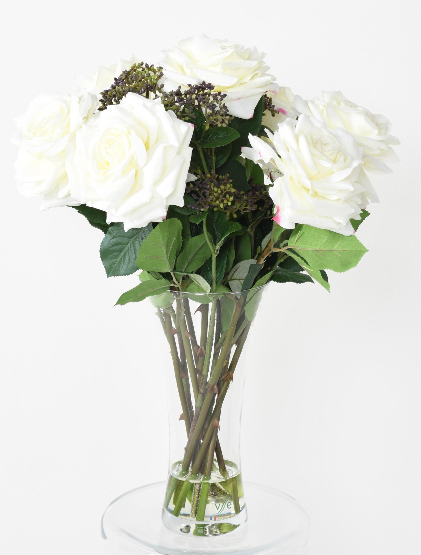 250bouquet roses romances blanc