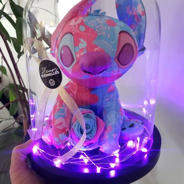 Grande CLOCHE ROSE éternelle LED 30cm Stitch rose