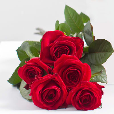 Bouquet 5 roses artifleurs rouge