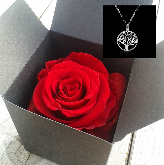 Coffret rose eternelle parfumee artifleurs collier arbre de vie2