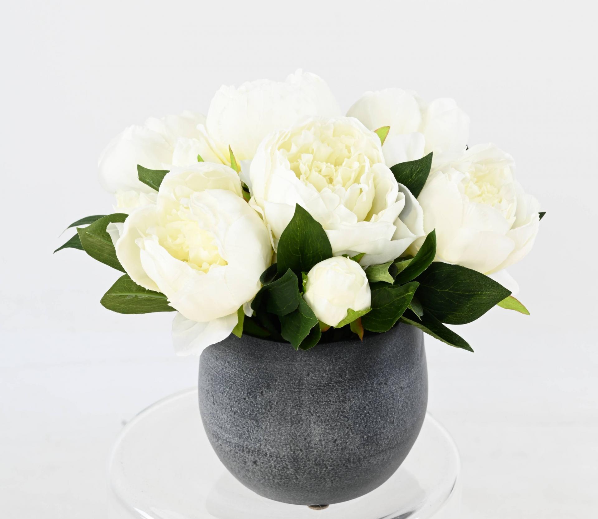 Pot et bouquet de Pivoines blanches Haute Qualité luxe