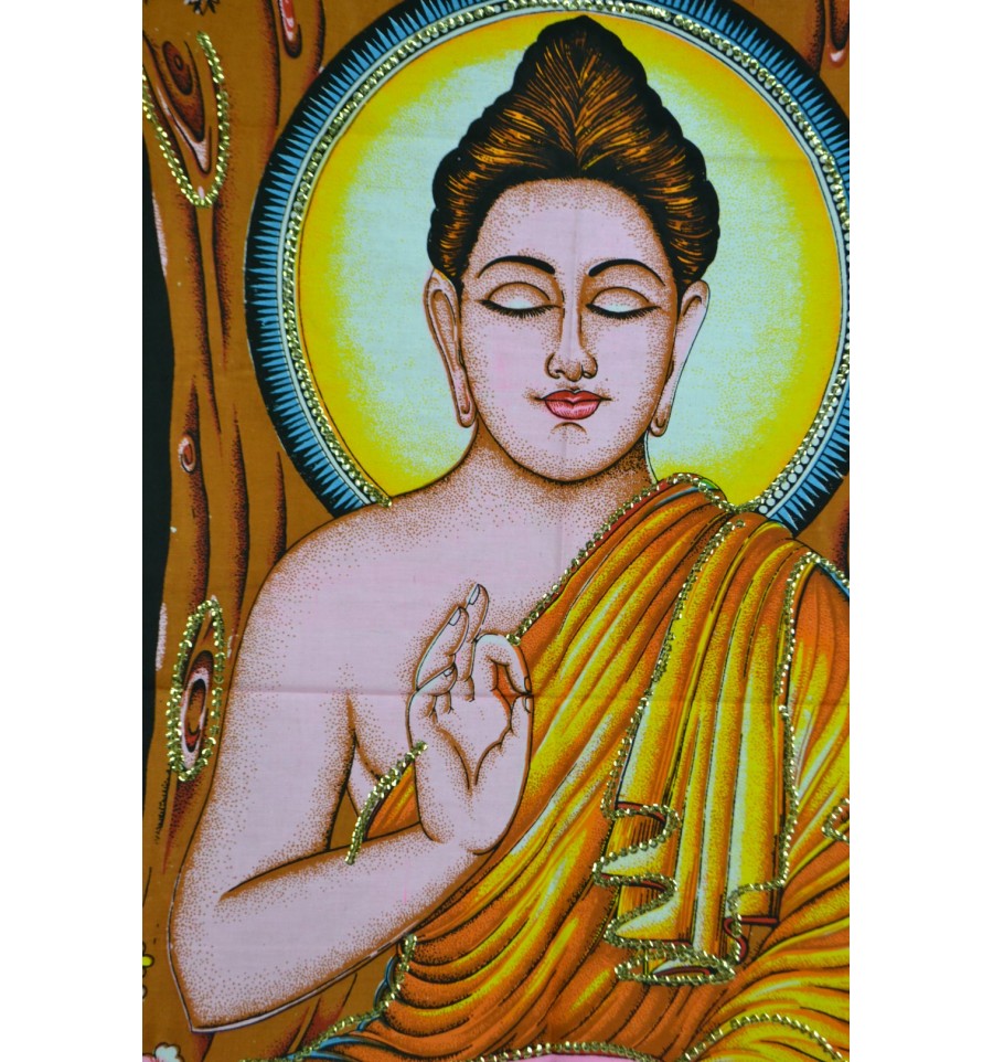 Tenture murale indienne bouddha assis